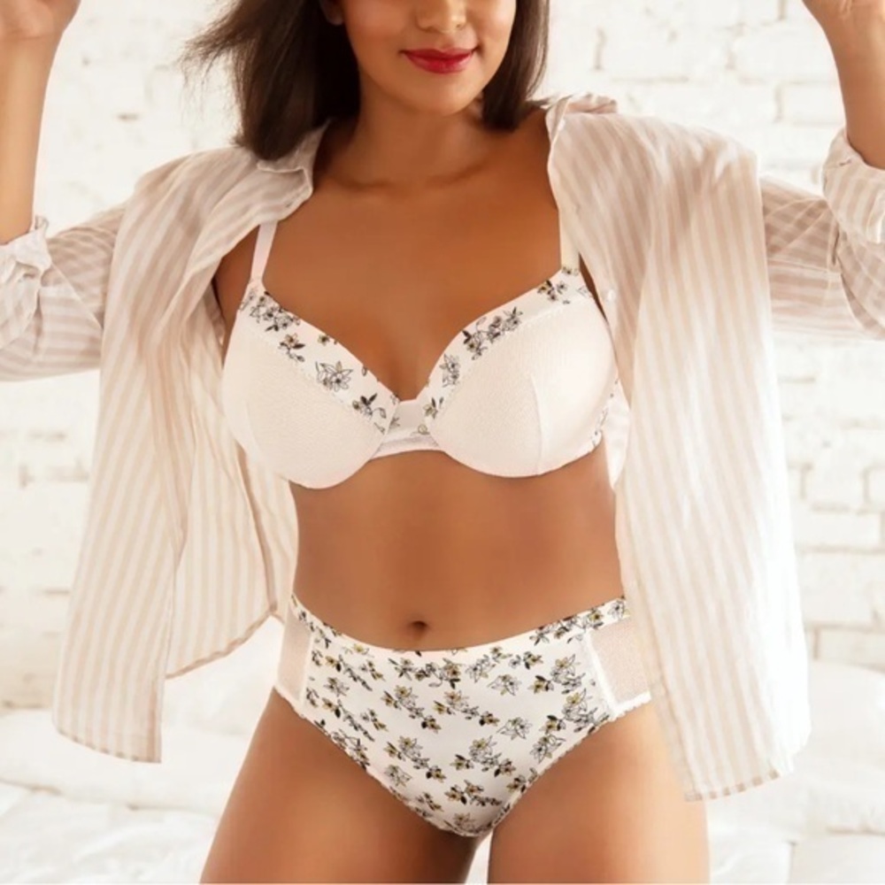 Parfait Ivy Contour Bra Pearl White Floral Print P5831 Ivy 34D
